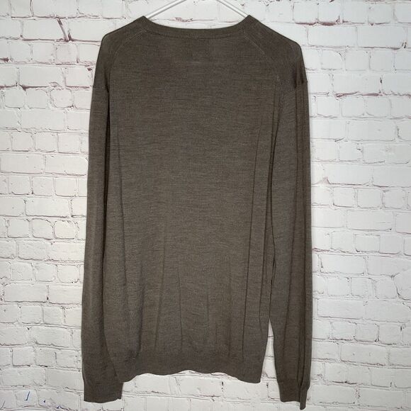 New Sweater Joseph Abboud Men’s XXL Taupe Extra Fine Merino Wool V‎ Neck Preppy - Picture 6 of 8